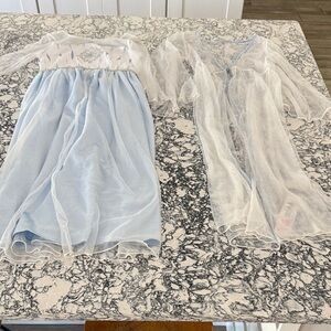 Elegant Blue and White Disney Princess Elsa Costume Dress with Sheer Overlay